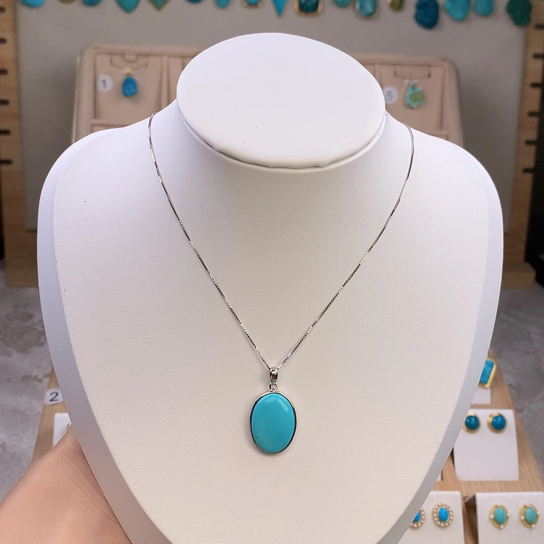 银S925镶嵌绿松石颈饰