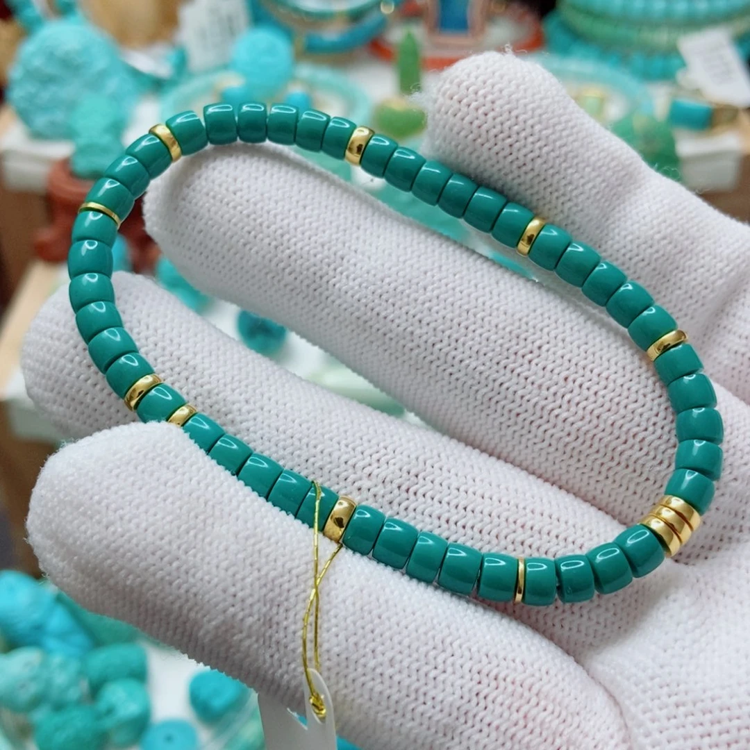 18K金镶嵌绿松石珠子