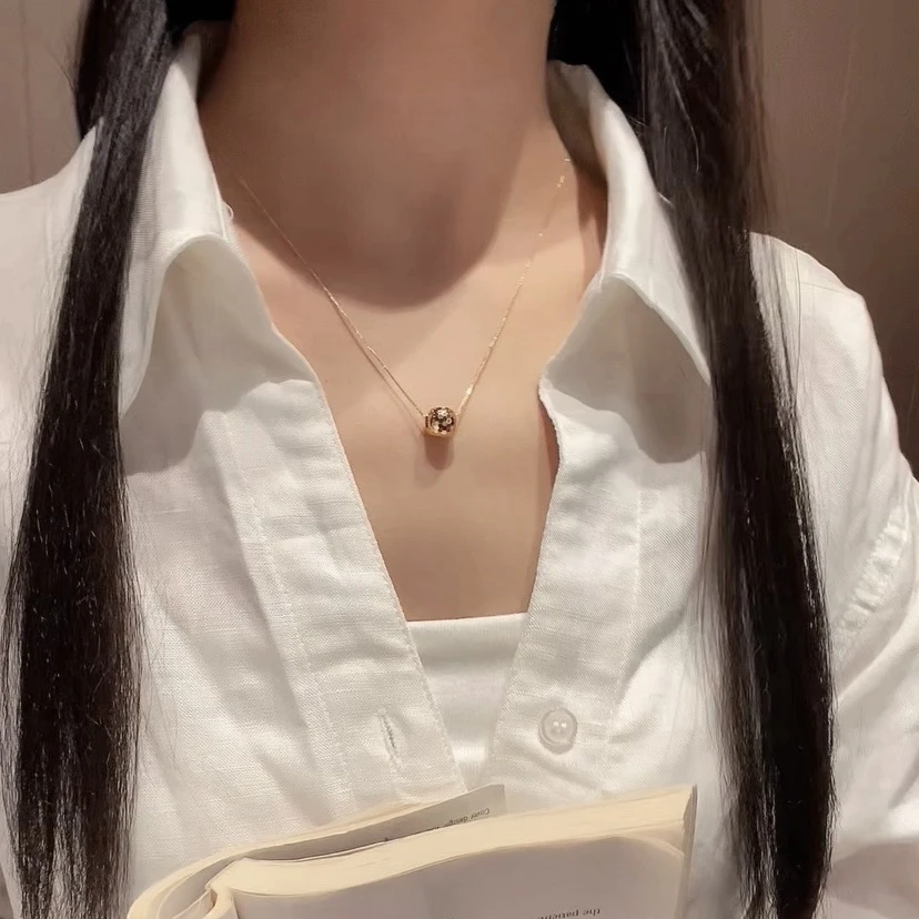 铜合金项链 小众高级轻奢简约法式碎冰冰吊坠项链A2747