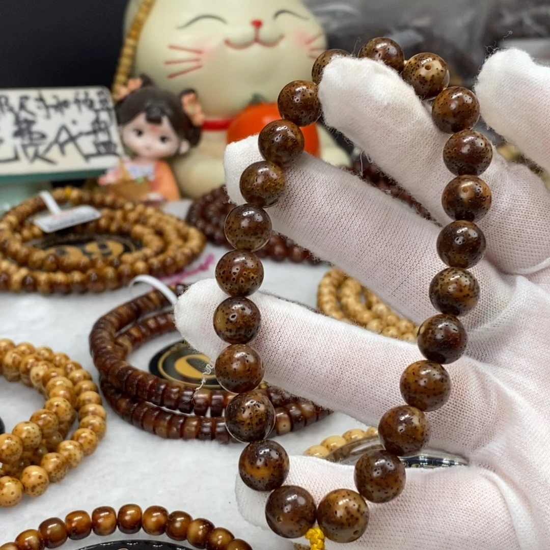 菩提籽类10mm圆珠黑金玉化