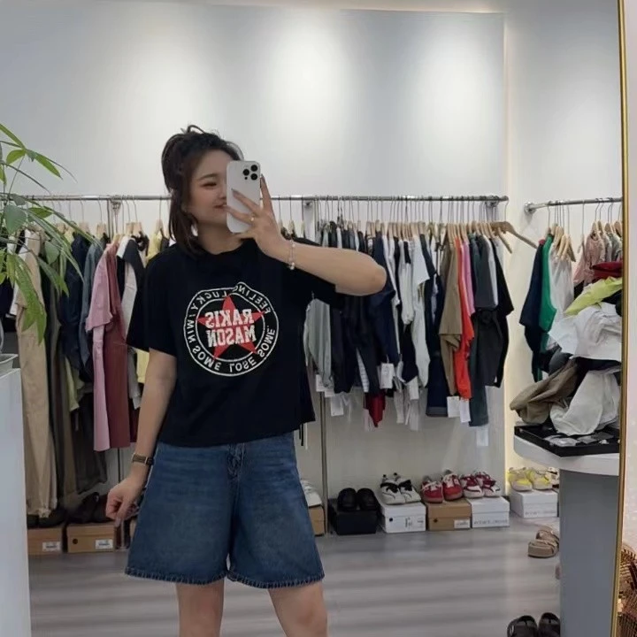 魏佳推荐-欧货复古字母印花短袖t恤女6697