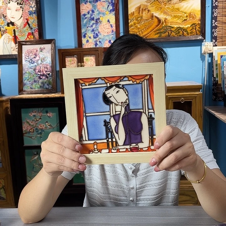 竖款纯手工制作瓷板画15/15