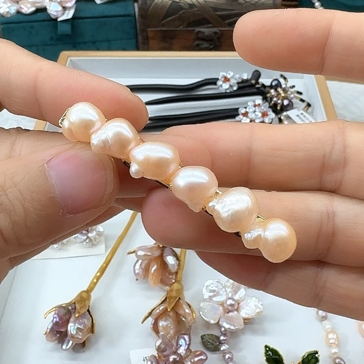 淡水珍珠发饰未镶嵌