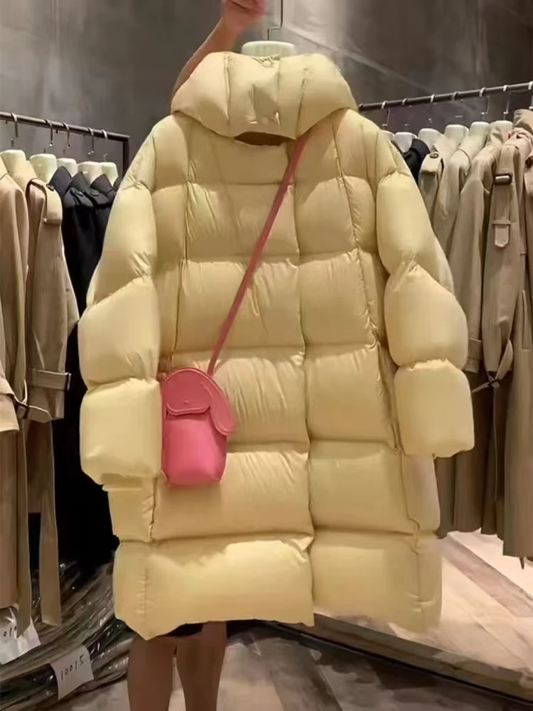 泡芙茧型无内胆羽绒服女款冬季新款高级感阔版保暖加厚连帽YY342