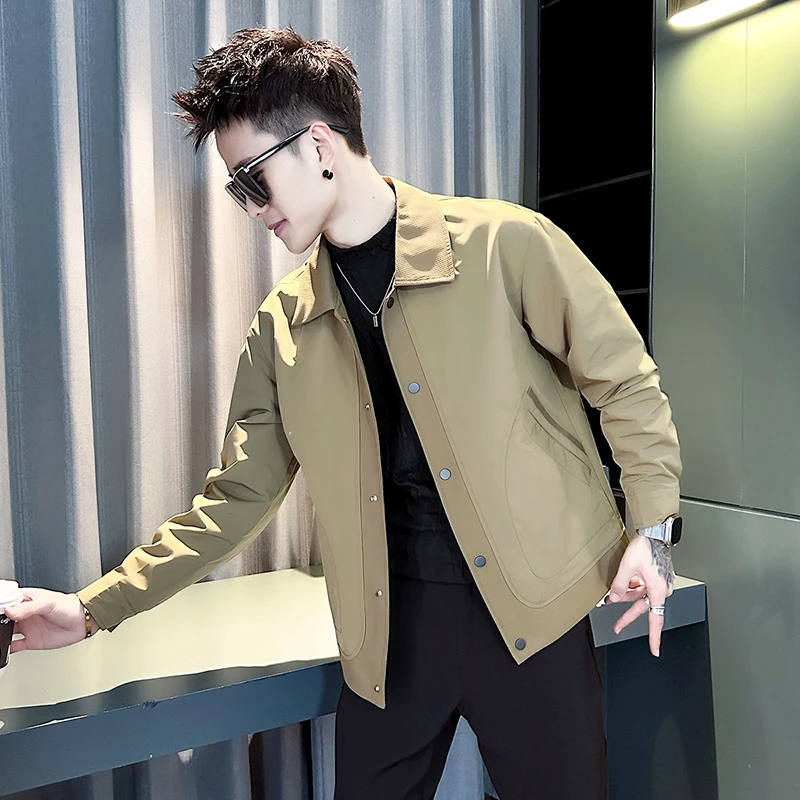 男士外套春秋季潮牌痞帅男装高级感翻领夹克2025新款春装短款上衣