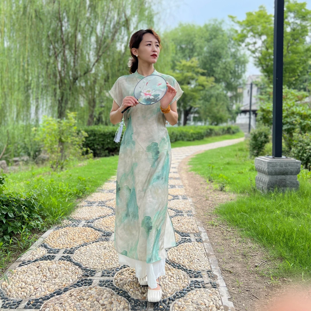 新中式国风旗袍连衣裙显瘦气质夏季复古中长款修身时尚中国风