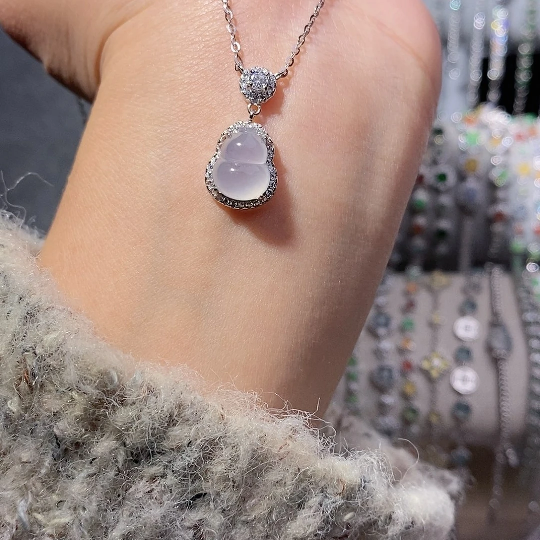 小***台翡翠银S925镶嵌颈饰