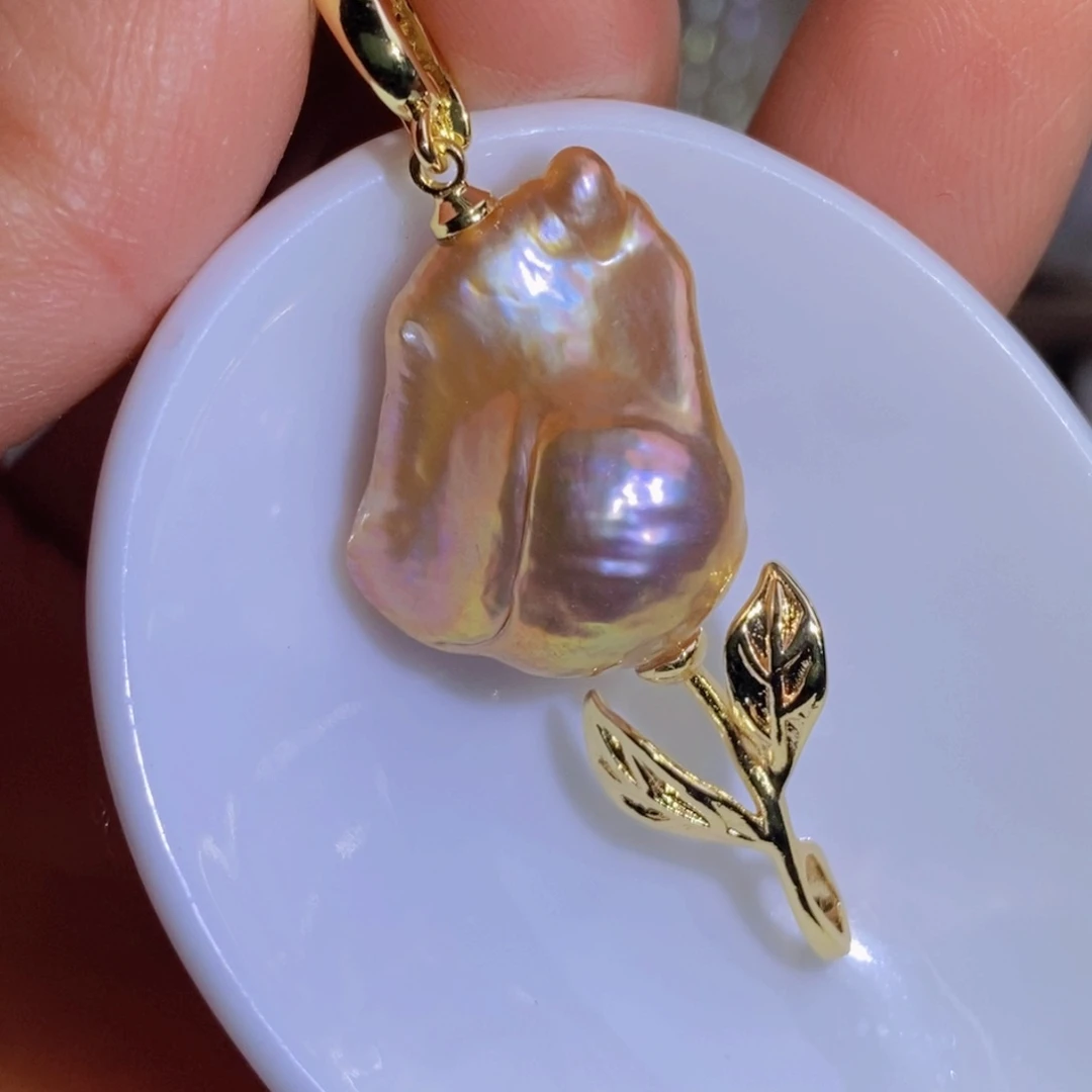 银S925镶嵌天然淡水珍珠淡水珍珠