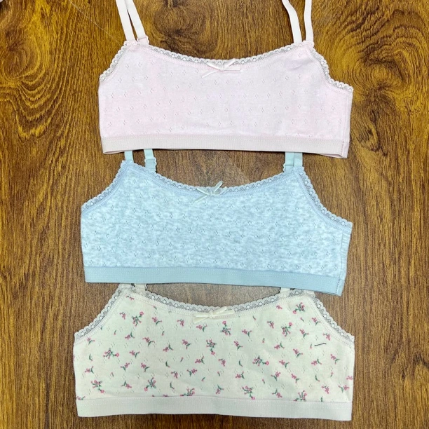 女童双层小碎花半背心三件装