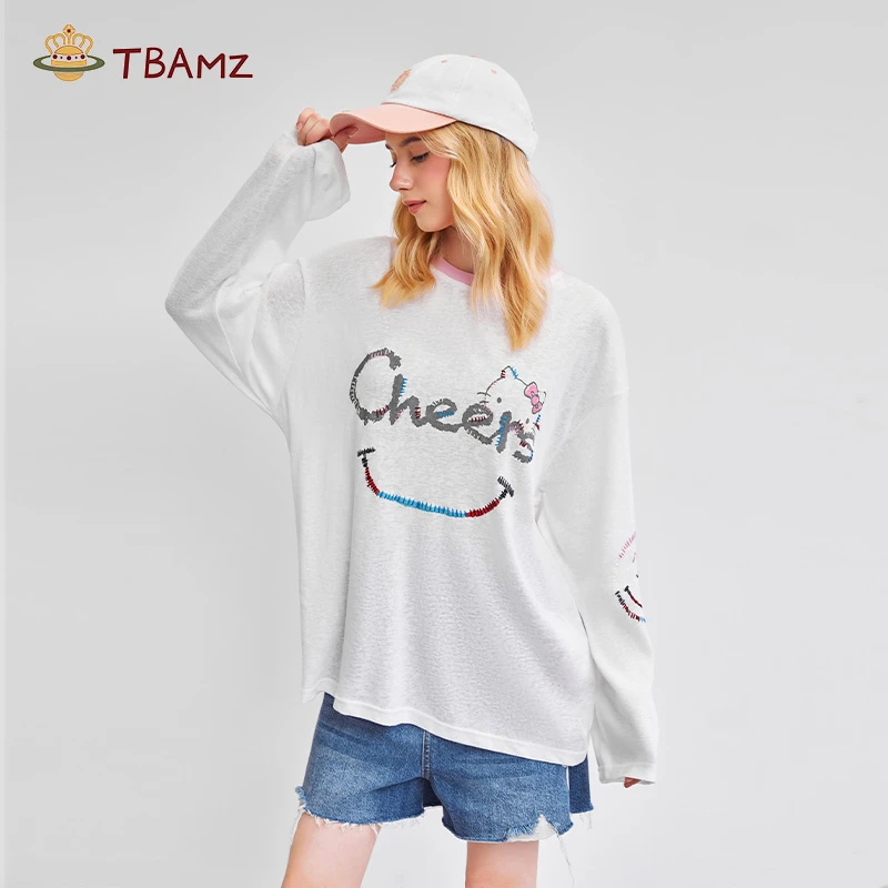 TBAMZ 多巴胺笑脸kitty长袖t 7825T307