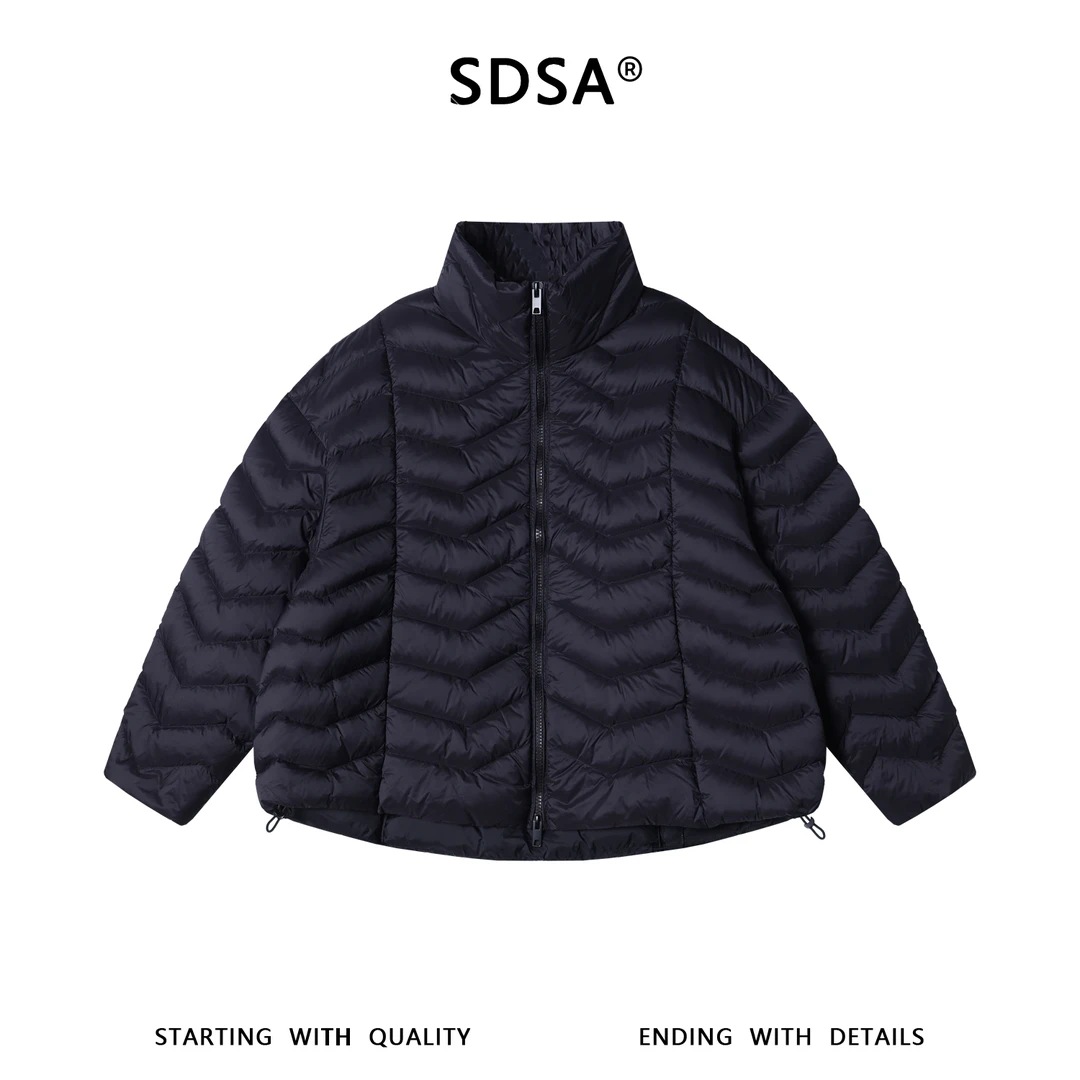 SDSA男士秋冬新款痞帅男装简约时尚纯色压线立领羽绒服外套百搭