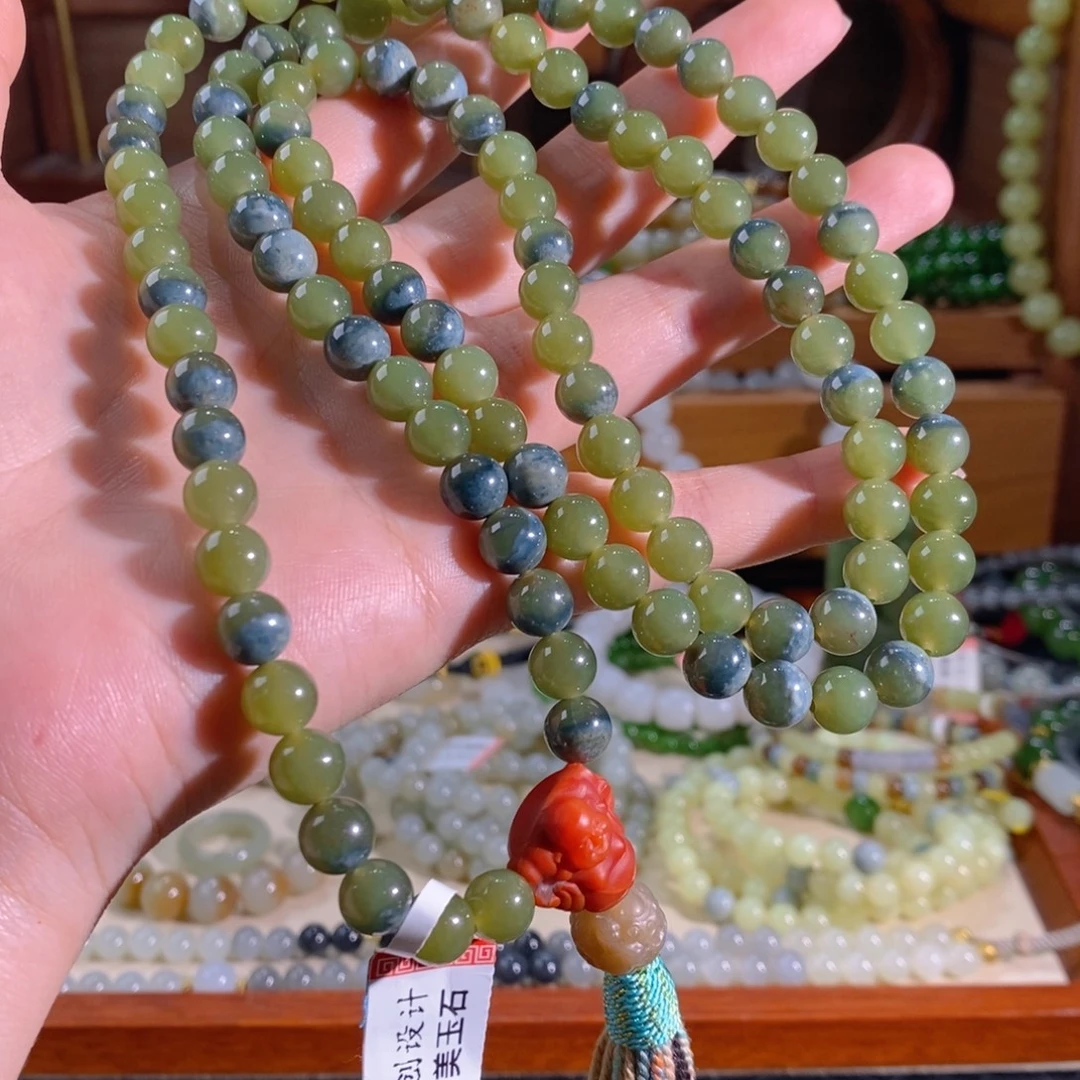 和田玉未镶嵌手链特色蓝皮黄口卡8