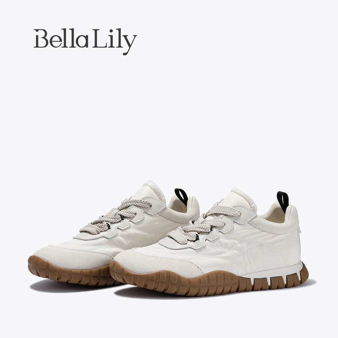 BellaLily2025夏季新款厚底丑萌德训鞋休闲帆布鞋轮胎底阿甘鞋潮