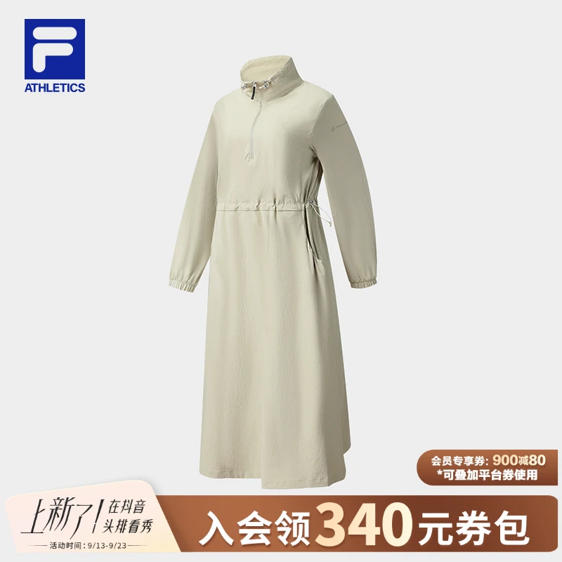 Fila/斐乐女子秋冬新款户外风运动长袖显瘦梭织连衣裙A11W548301F