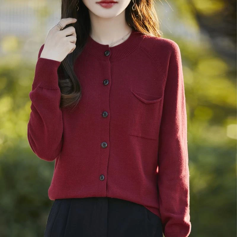 设计感纯棉线针织开衫女短外套毛衣2025秋冬新款小众洋气外搭上衣