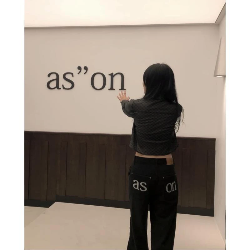 QM-韩系~韩国ason刺绣背后logo复古牛仔裤