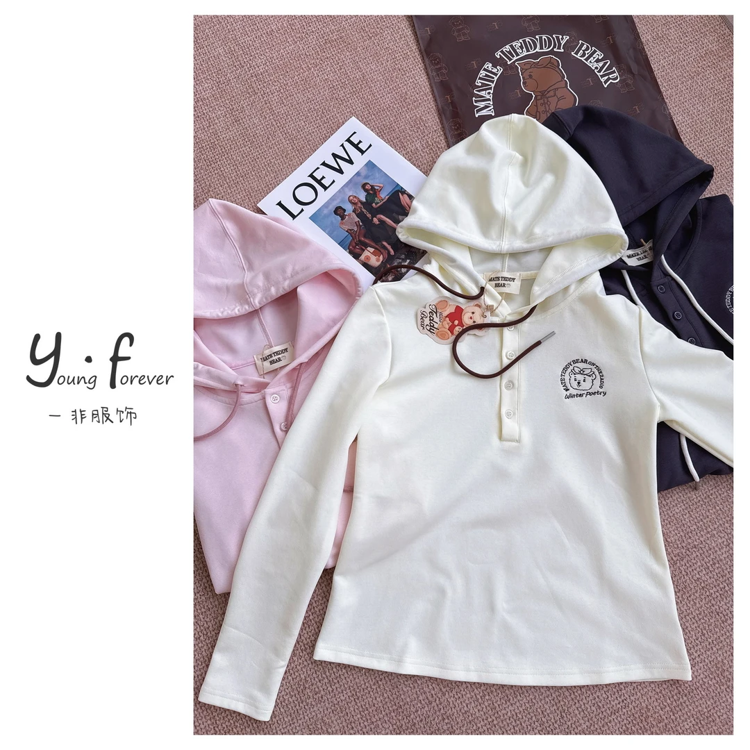 【小熊妹妹】休闲百搭 可爱少女风 连帽卫衣 H6022