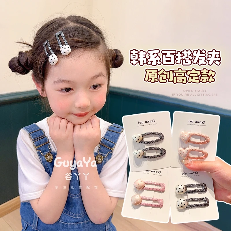 小清新甜美儿童波点碎发不伤发BB夹爱心刘海侧边女孩发卡可爱发饰