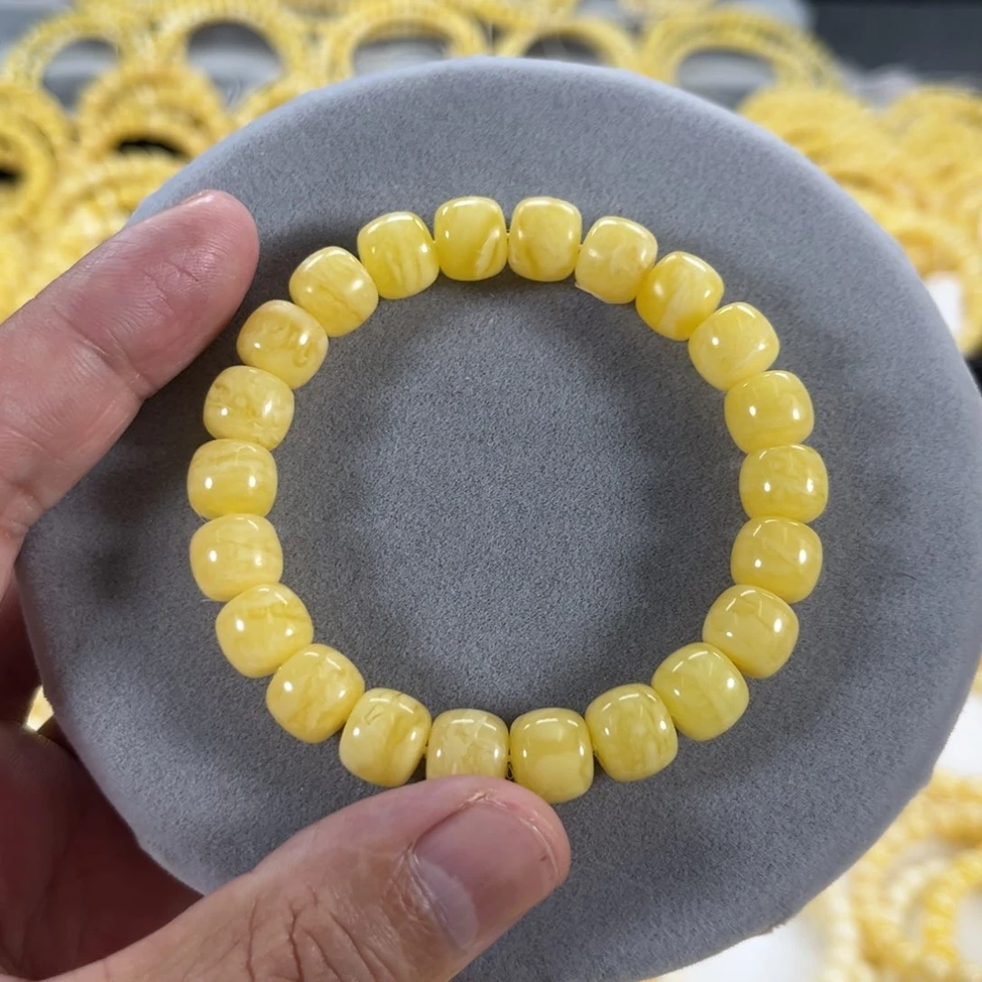 蜜蜡手串未镶嵌纯天然俄料白花虎皮