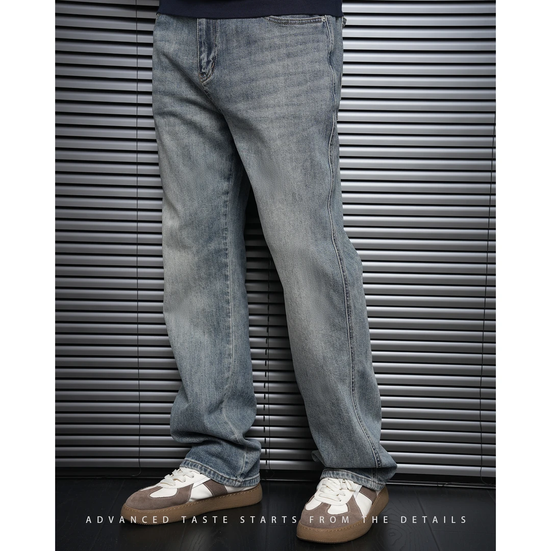 【大头叔叔】夏季复古做旧水洗结构口袋休闲小直筒牛仔裤 DD1078