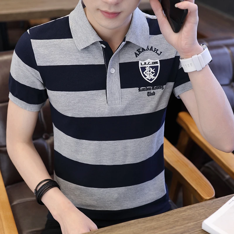 纯棉polo衫短袖男士t恤v领青年修身打底衫上衣服翻领休闲保罗夏季