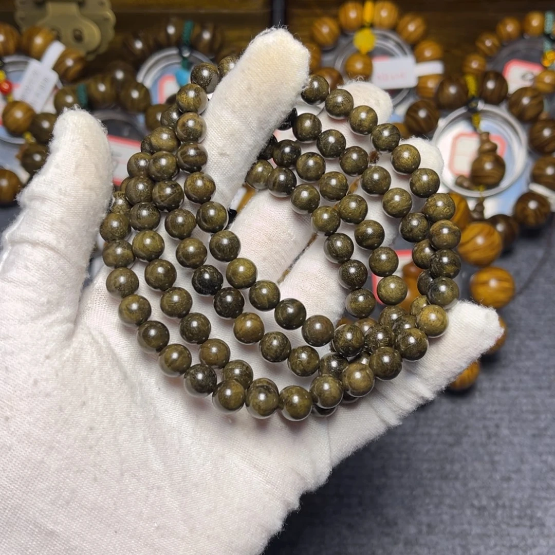 楠木（金丝楠）手串/手链阴沉绿0.8/108水波135