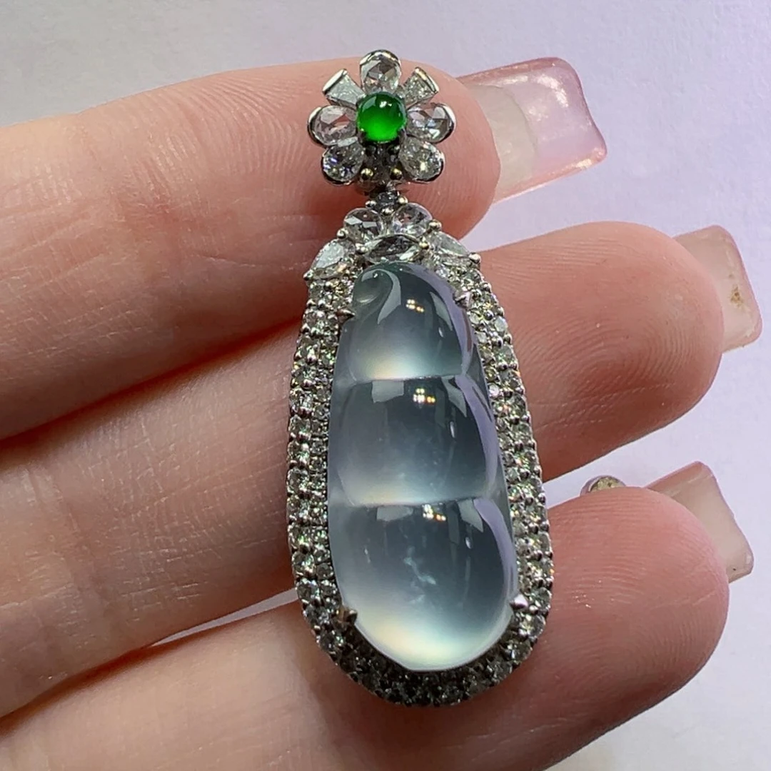 翡翠18K金镶嵌吊坠(不含链)吊坠