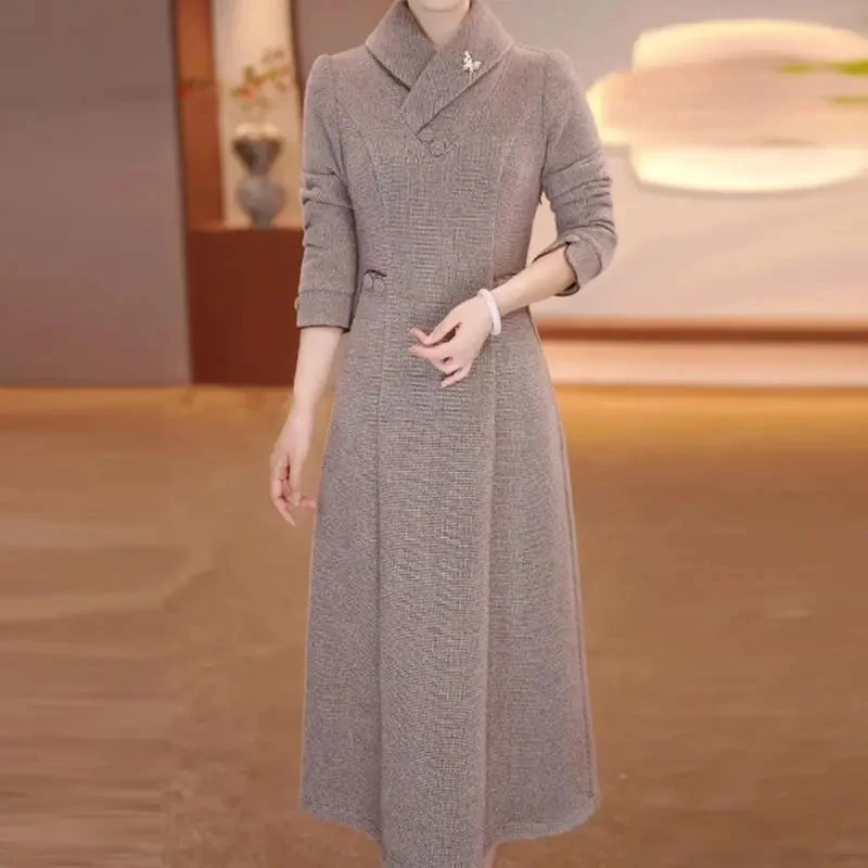 178-新款加厚金貂混纺保暖气质显瘦百搭连衣裙