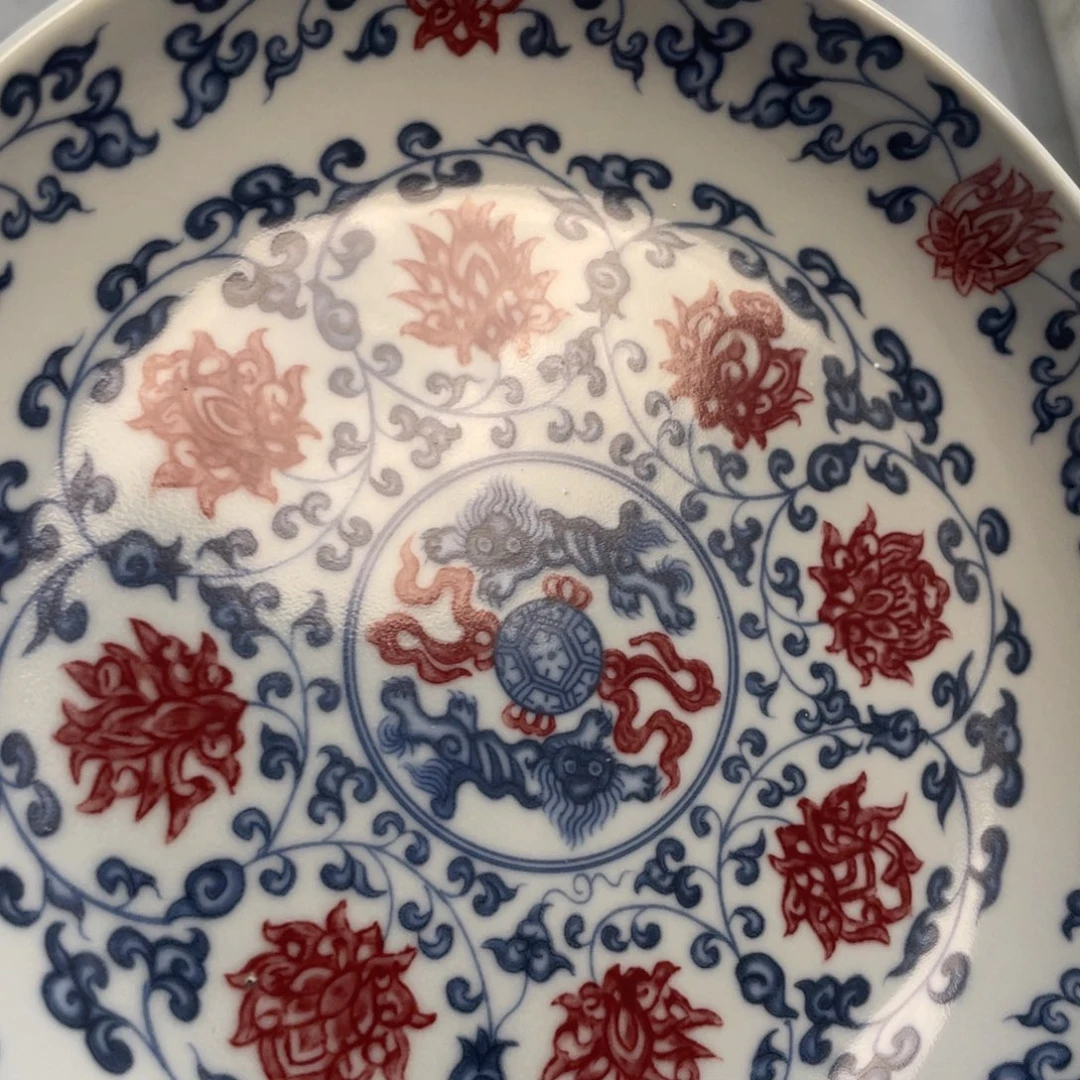 瓷片景德镇釉里红缠枝莲大壶承