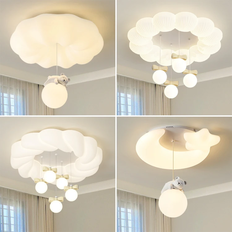 全光谱大气简约创意花朵吸顶灯奶油风温馨浪漫主灯广东中山灯具