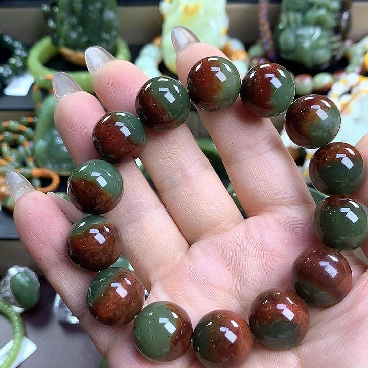 放***牛手串未镶嵌透闪石质玉