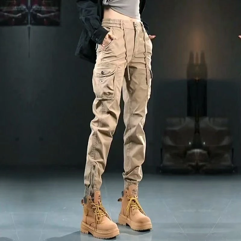 春秋款美式纯棉工装裤男修身显瘦百搭休闲长裤春季新款潮牌束脚裤