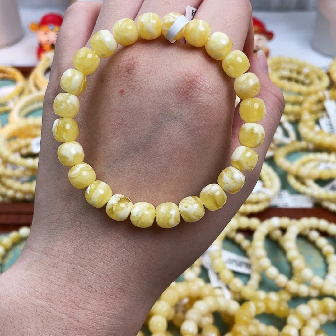 蜜蜡未镶嵌手串8.5mm妖花手串