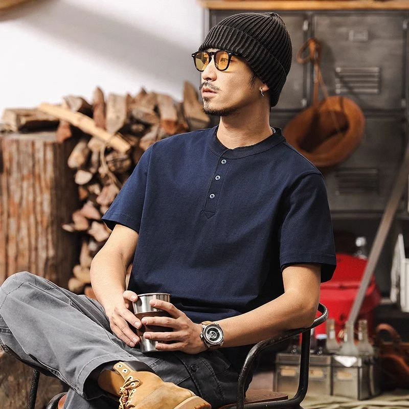 XOQ官方美式复古男士polo衫短袖男夏季潮流250g重磅T恤男宽松休闲