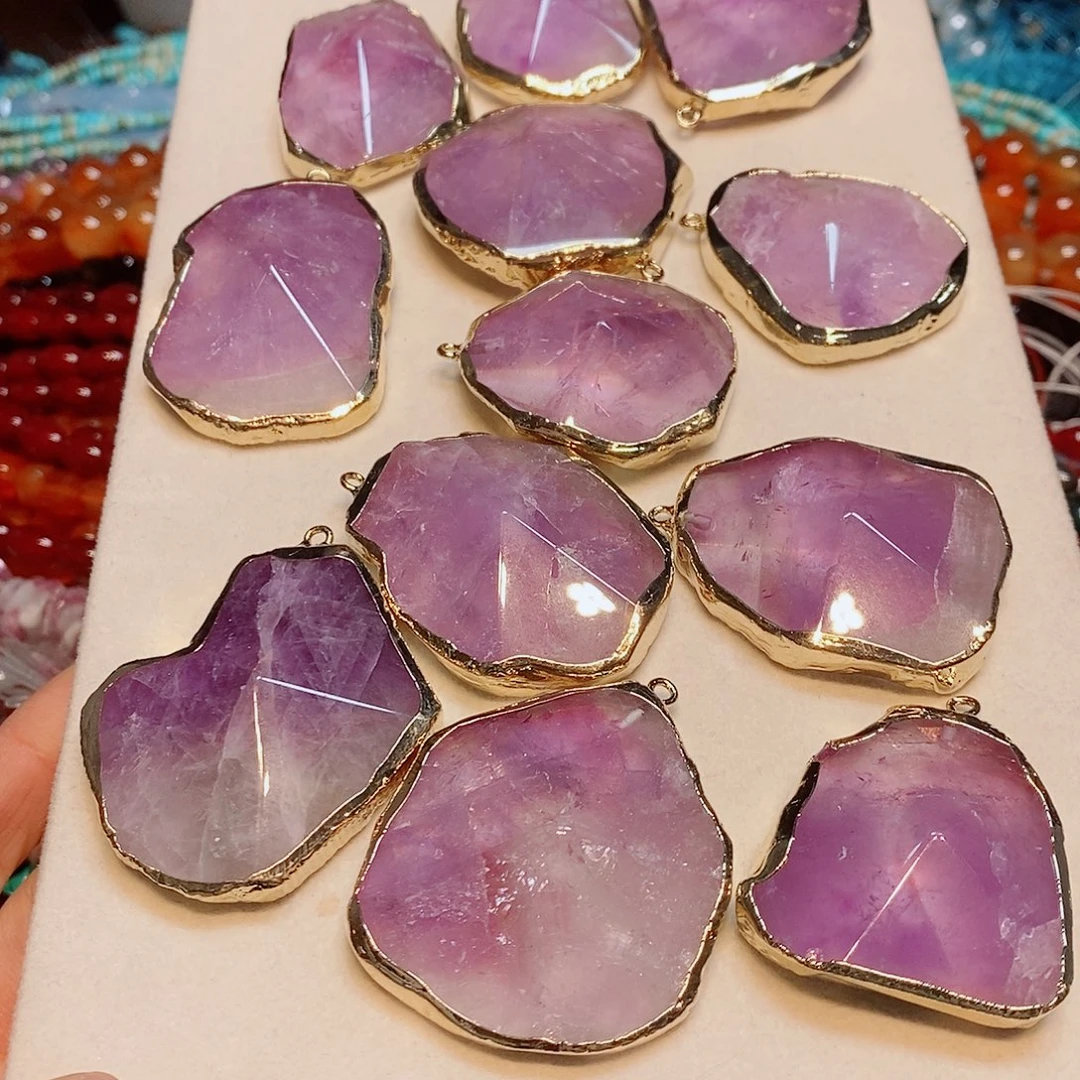 玛瑙/玉髓散珠玻利维亚紫水晶吊坠到手2颗