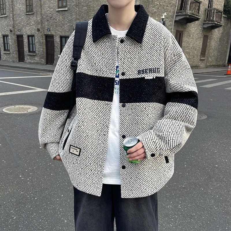 2025青少年男生春季新款拼色夹克外套时尚休闲春装学生宽松上衣服