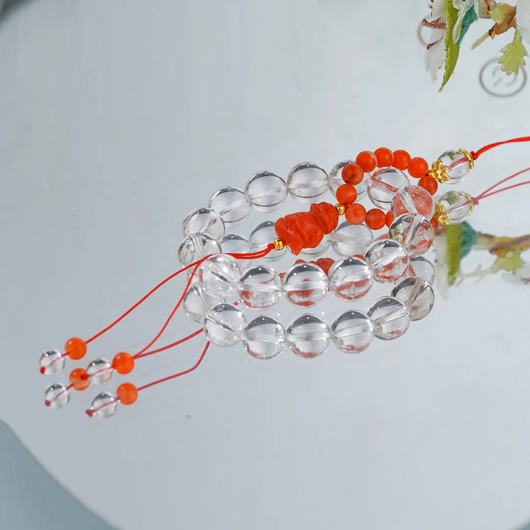 天然白水晶南红简约百搭手机链