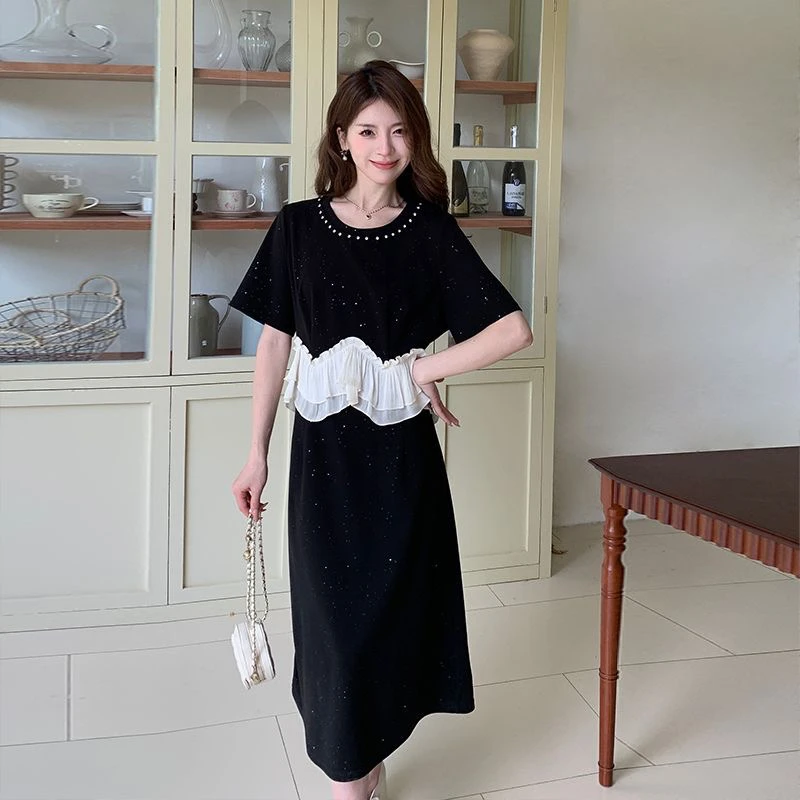 （300-399）夏季女装大码连衣裙显瘦宽松辣妈休闲设计感