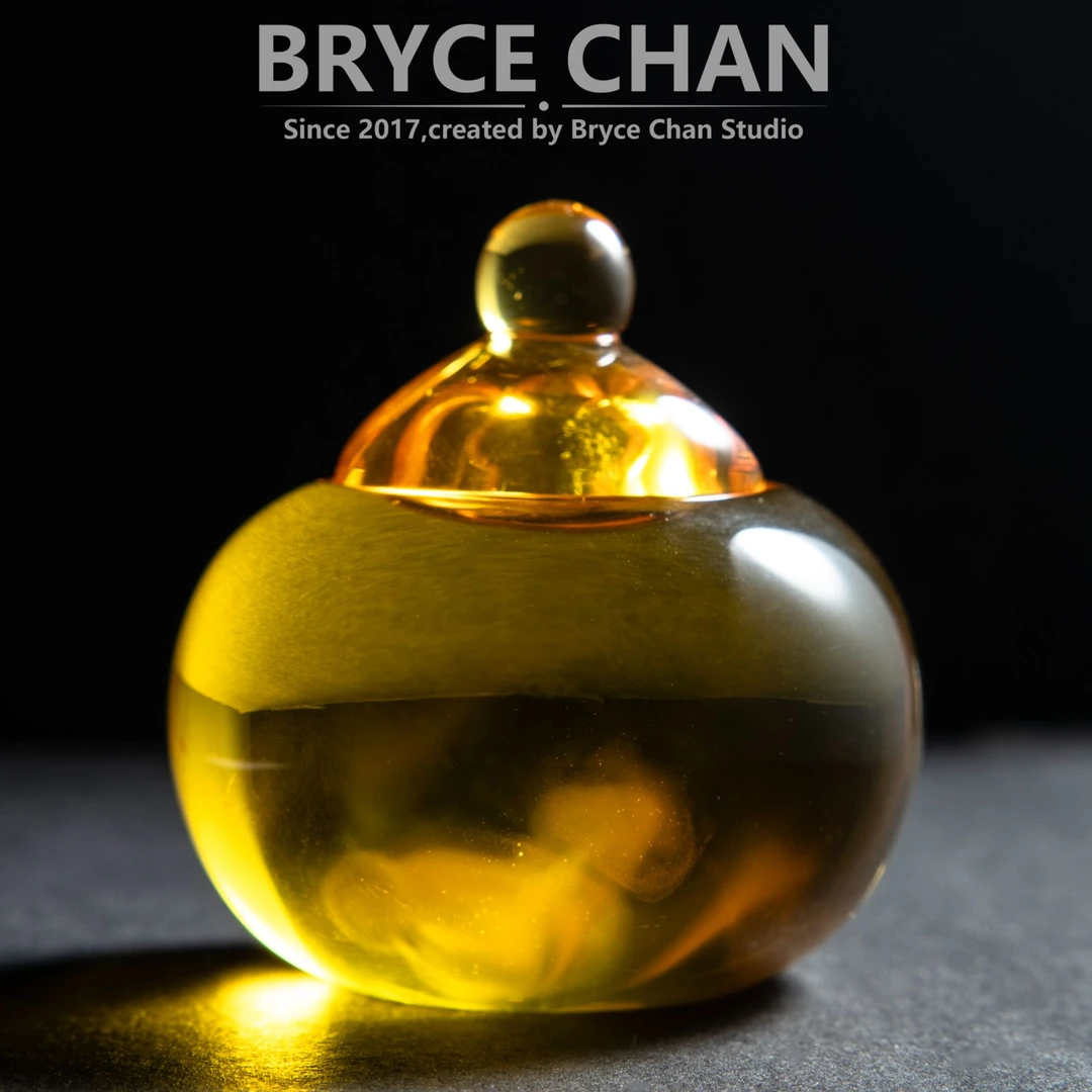 【耀今·橘金妖孽茶壶】（59.3*57.5mm·85.5g）蜜蜡雕刻收藏摆件