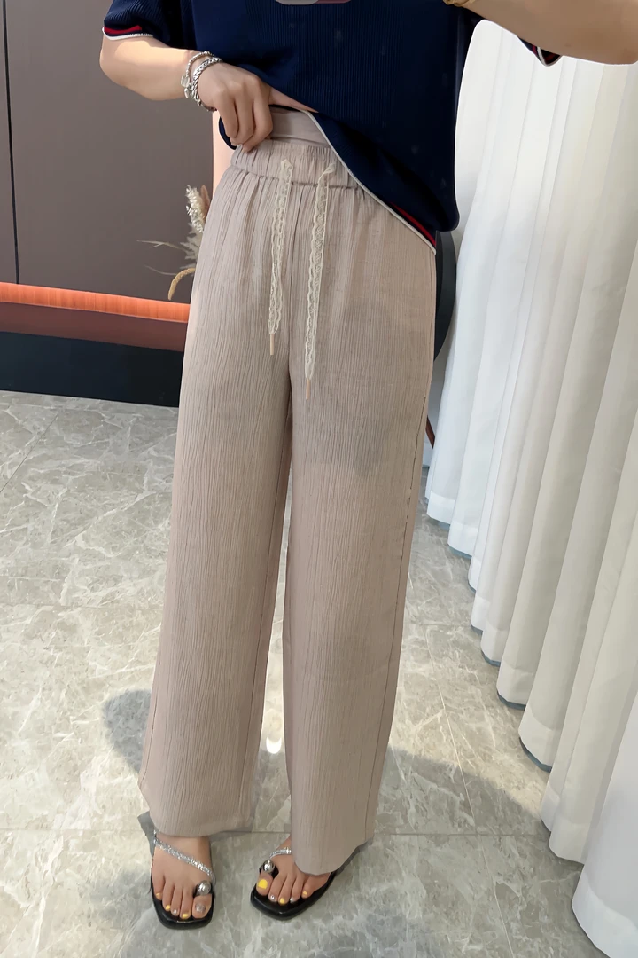 DHR COLLECTTIONS豆豆3 冰丝羊毛夏季薄款窄版宽松直筒裤 DX2626