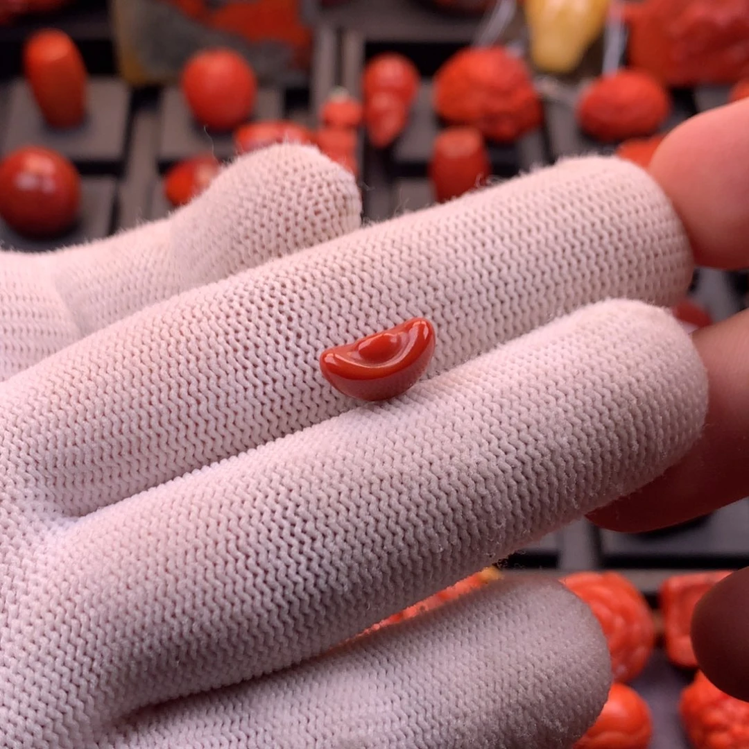 南红玛瑙未镶嵌川料原矿满色满肉精工小元宝配珠7.3mm*12