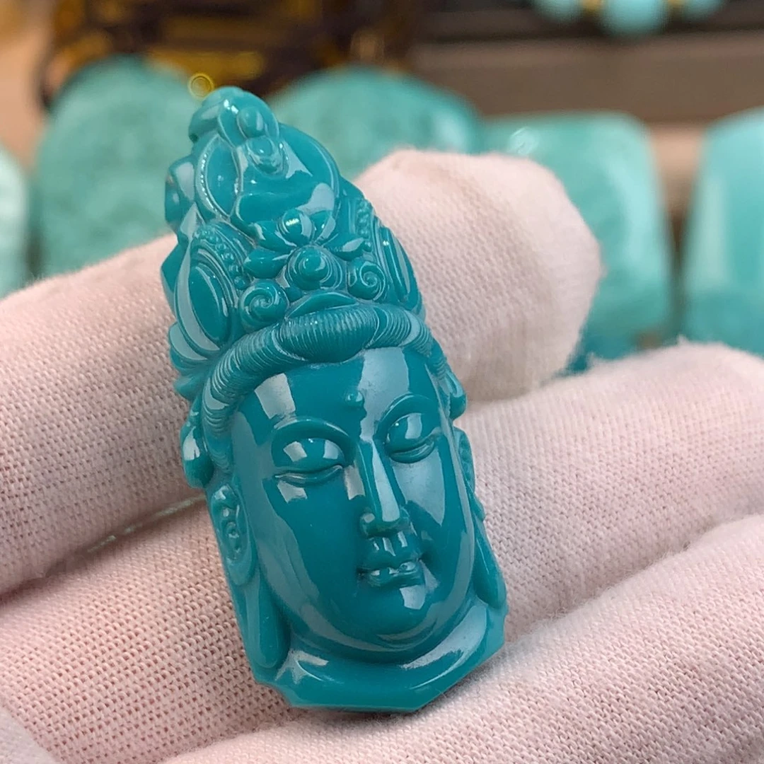 绿松石未镶嵌观音首