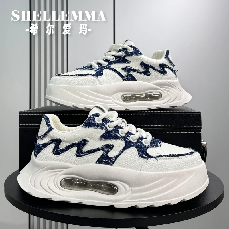 希尔爱玛气垫小白鞋男新款夏季小众厚底内增高板鞋白男鞋鞋子男款