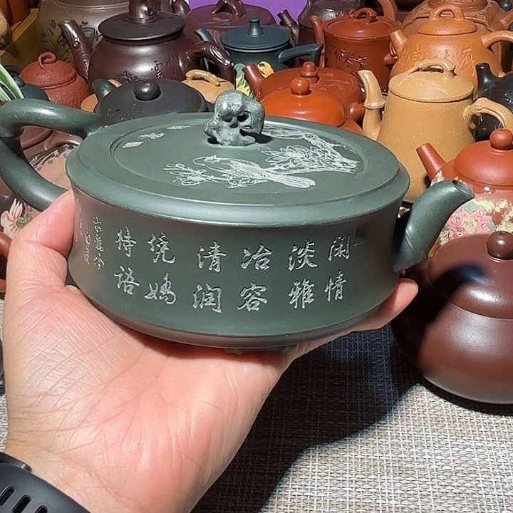 无***迹茶壶紫砂原矿宜兴紫砂