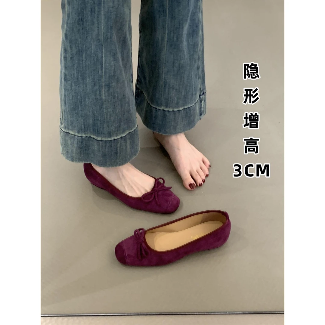 口平底鞋的妇女春季和秋季新风格法式风格温柔风格厚底勺鞋豆豆鞋