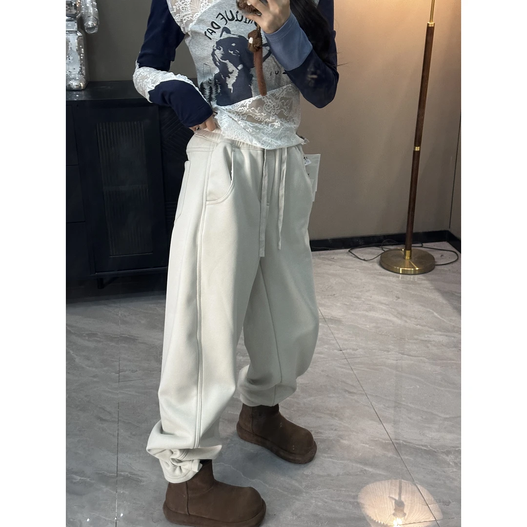 韩版休闲时尚洋气加绒卫裤女