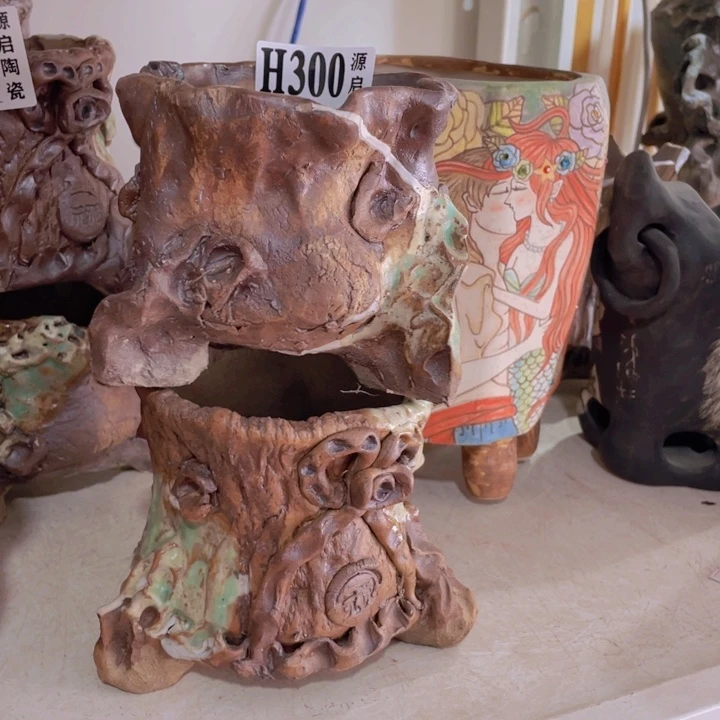 紫砂花盆景德镇陶瓷300