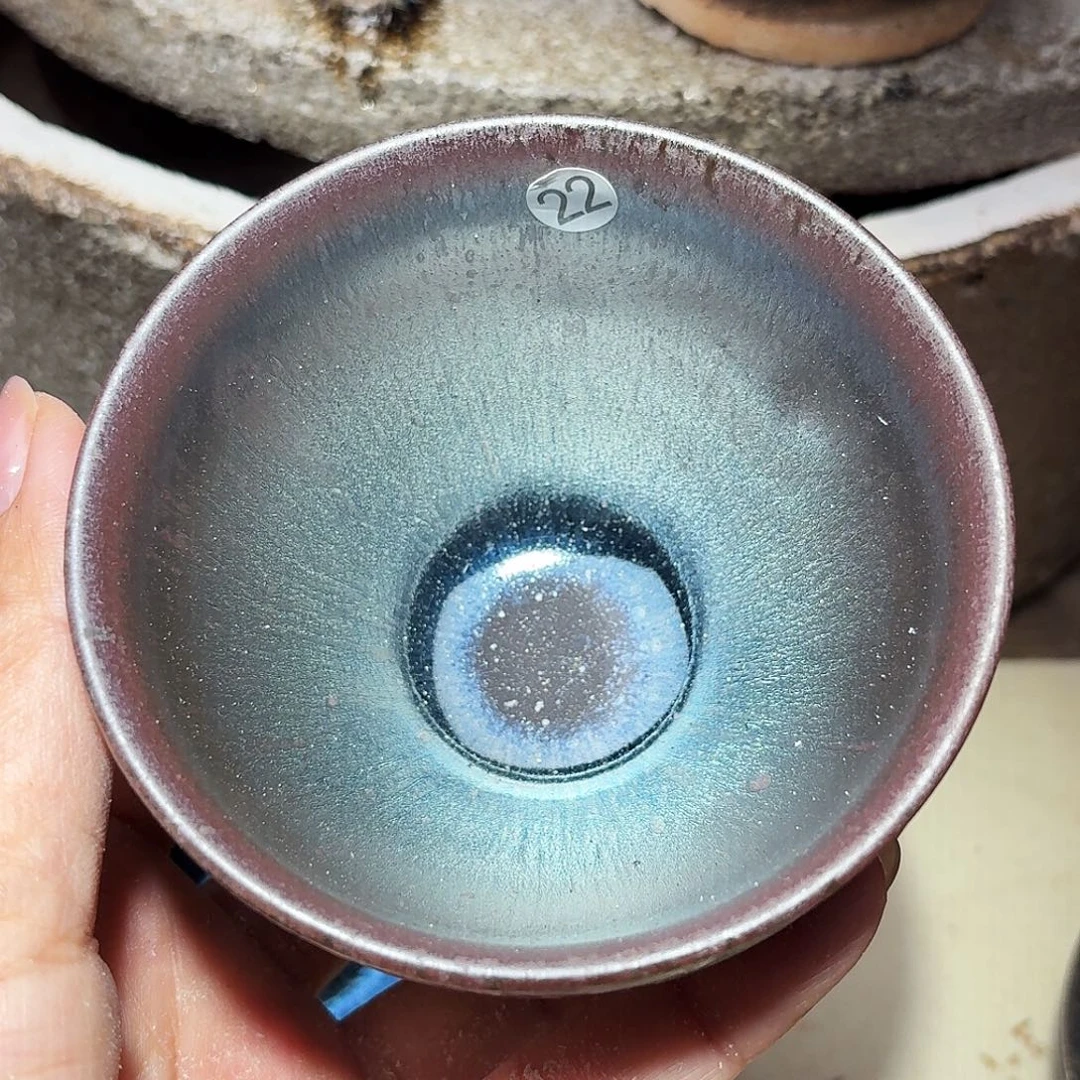 茶盏义兴龙窑建盏22落灰烧