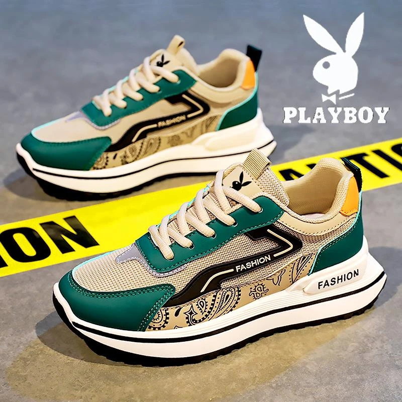 花花公子男鞋秋季新款休闲网面男士阿甘运动增高潮流老爹鞋子男款