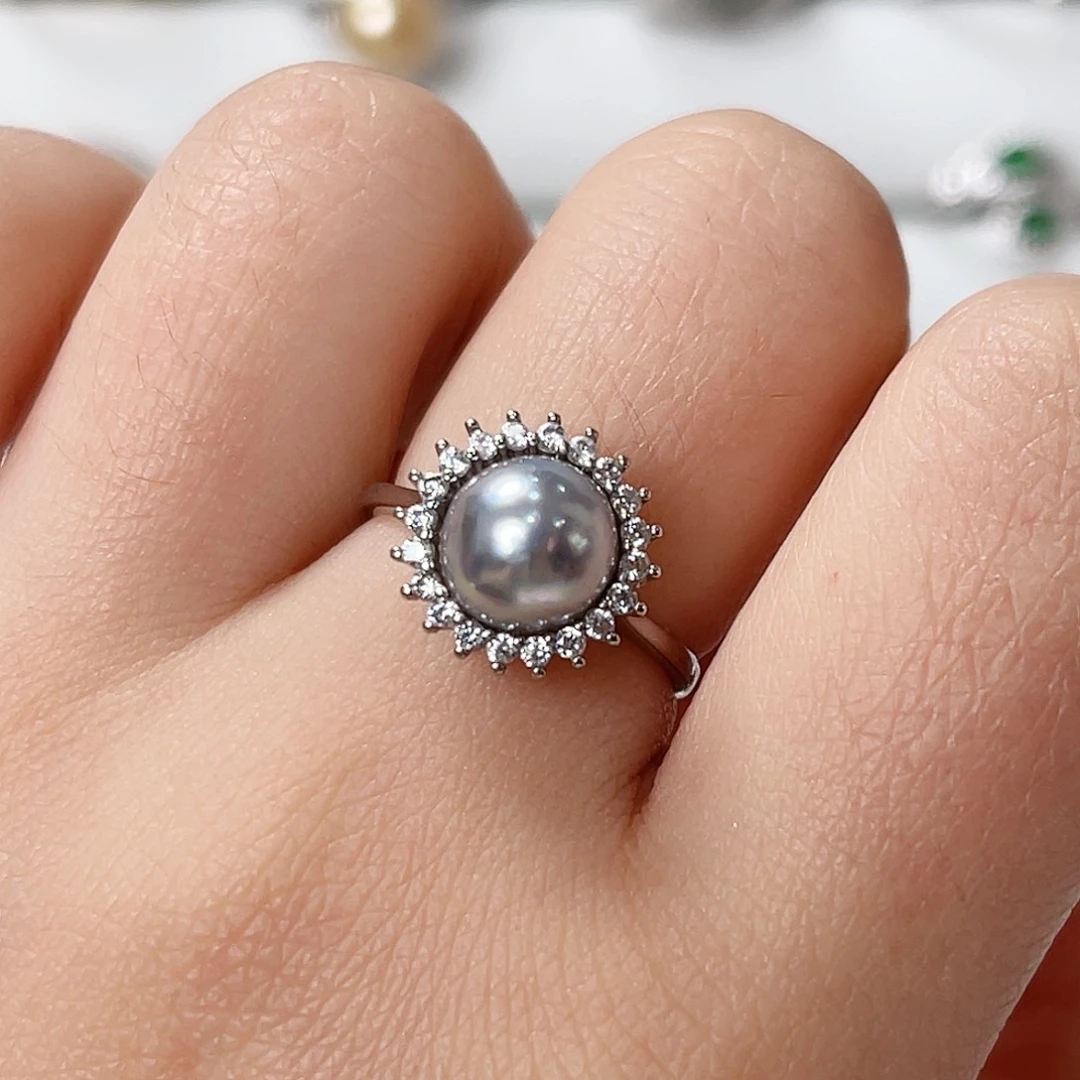 海水珍珠戒指银S925镶嵌